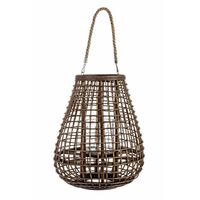 Lanterna con manico MOMBASA intrecciata colore marrone 33dx40h cm