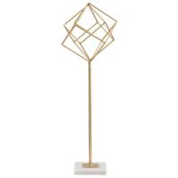 Cubo decorativo in ferro color oro con base per decorazioni ambienti -53 cm