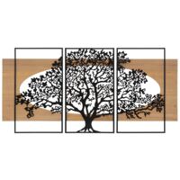 Decorazione Parete Albero Ferro e Legno Set 3 Pezzi cm 176X2X90 - TREE