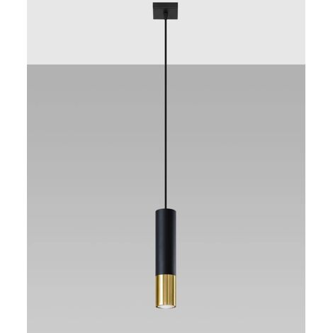 Sollux LOOPEZ Lampe à Suspension Slim 8cm Noir, Or GU10
