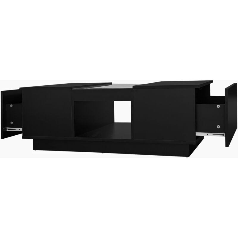 Table Basse Moderne Avec 2 Tiroirs Et 2 Portes - 100x50x40 Cm Panneaux De Particules Gris Et Blanc 92294570