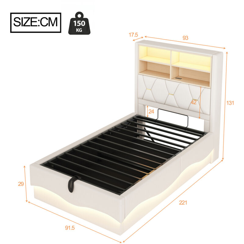 Lit Banquette Convertible 90/180x200 Cm - Velours Beige, Sommier Lattes, Canapé Lit Multifonction
