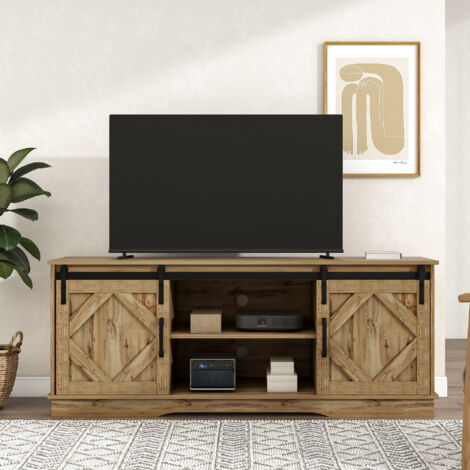 Hauss Spole – Meuble TV avec étagères réglables 150 x 40 x 60 cm – 2 portes coulissantes – Capacité de charge 80 kg – Style moderne/farmhouse (1/8)