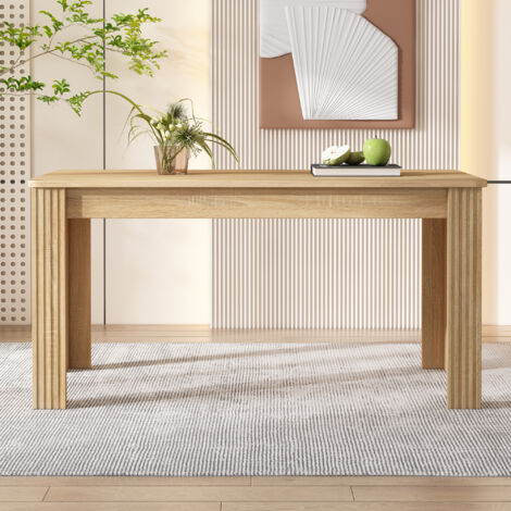 Table de salle à manger, table à quatre pieds, en bois, chêne, rectangulaire, 116x65x75cm, naturel