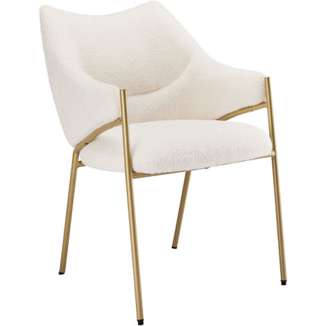 Fauteuil Velours Côtelé Beige - Dossier Ergonomique - Pieds Métal Noir - Charge 120 Kg - Style Scandinave