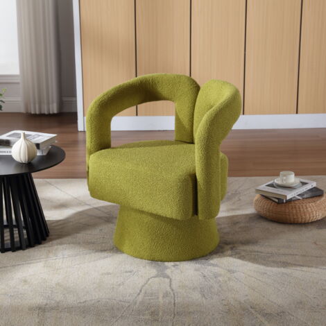 Hauss Spole – Chaise pivotante 360° en tissu vert – Accoudoirs arrondis – Confort optimal avec rembourrage épais – Capacité 150kg – Assemblage facile