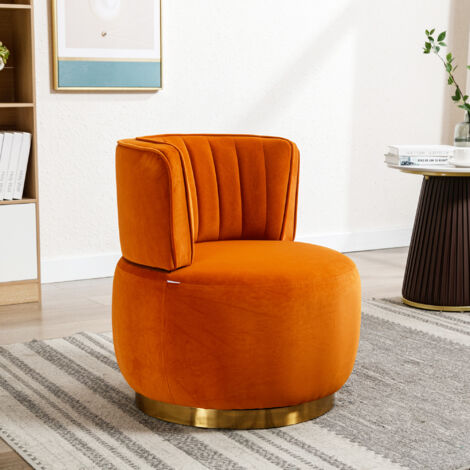 Hauss Spole – Fauteuil relax pivotant 360° – Dossier ergonomique – Revêtement velours orange – Coussin épais en mousse – Charge jusqu'à 150 kg
