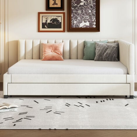 Canapé Convertible Pas Cher Canapé-lit 2 Places, Extensible, Avec Sommier à Lattes, Fonction De Couchage, Tissu Velours, 90/180 X 200 Cm, Gris (sans Matelas) - Maison Canapé Lit Multifonction