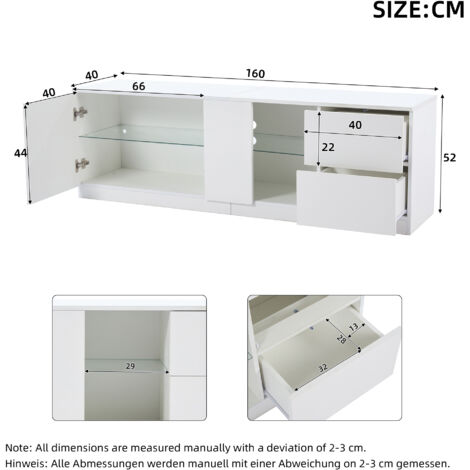 OUZHOU Meuble TV Avec éclairage LED 16 Couleurs
