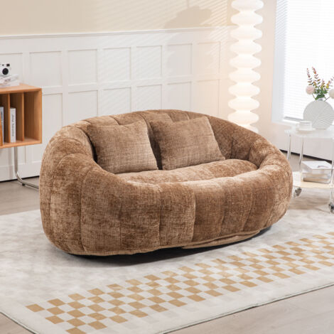 Hauss Spole – Canapé relax 2 places en tissu chenille – Rembourrage en mousse pour confort optimal – Dimensions 150x95x63 cm – Couleur marron