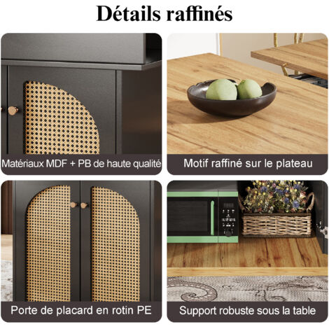 Table à Manger Extensible Avec Rangement – Longueur 110-130 Cm, En Panneau De Particules Et Métal, Pour Salon Ou Cuisine (charge 60 Kg)