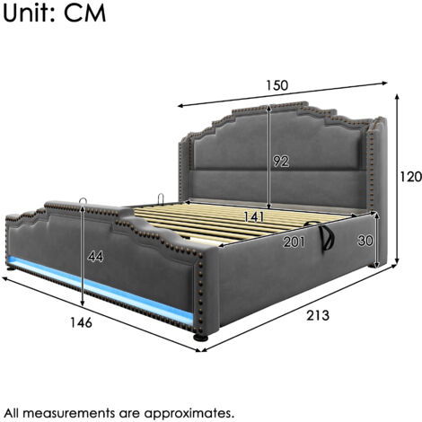 Lit Double 140x200 Cm Avec Rangement Coffre, LEDs, Ports USB Et Tête De Lit Simili Cuir - Cadre Stable Blanc - 2