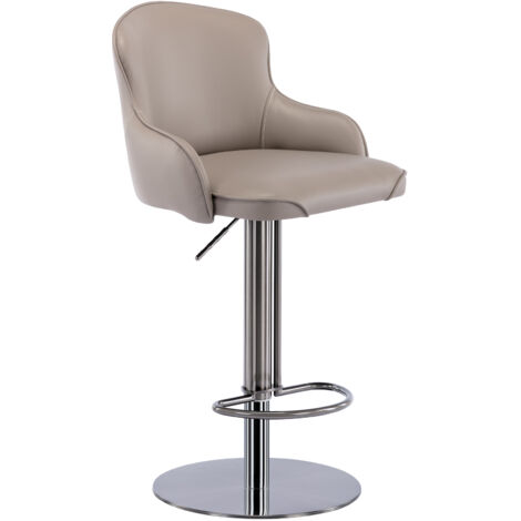 Tabouret de bar en PU pivotant à 360 degrés avec dossier, Chaise de bar réglables en hauteur, base en métal avec repose-pieds - design ergonomique, Gris (1/5)