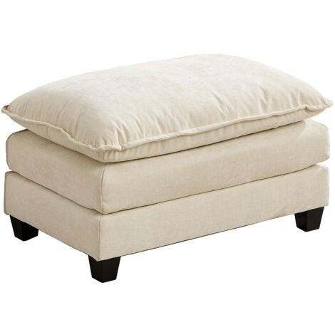 Pouf repose-pied, revêtement chenille, siège rembourré double couche, pour salon et appartement, beige