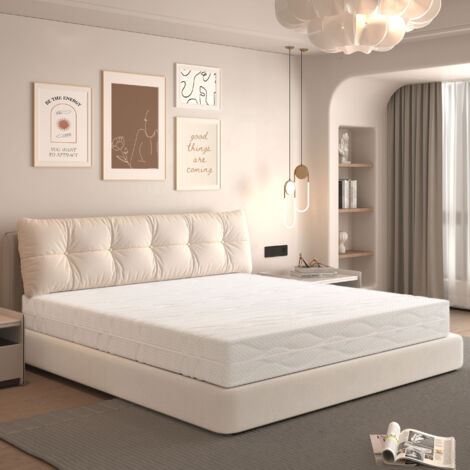 Matelas 140x200 cm, mousse 7 zones réversible, ergonomique 20 cm, contours 3D, soutien lombaire, blanc/gris, certifiée OEKO-TEX (1/5)