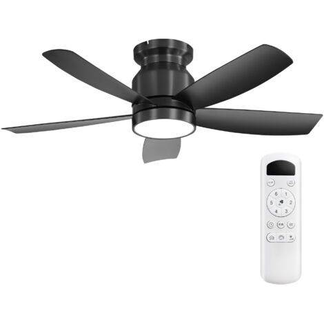 Ventilateur de plafond 42 pouces LED 18W avec télécommande, moteur DC réversible, ABS noir (1/5)