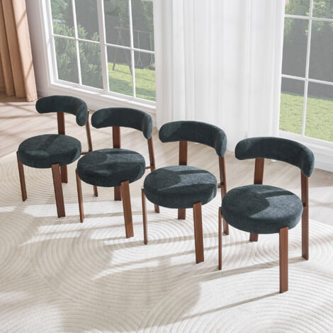 Lot de 4 chaises de salle à manger 57x51,5x79 cm, avec accoudoirs, lin noir (1/5)
