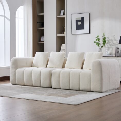 Canapé modulaire 3 places 260x94,5x80 cm en tissu, assise profonde, sans montage, style moderne, beige (1/5)