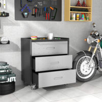 Meuble à outils roulante 75x42x88 cm pour garage & atelier, 3 tiroirs, métal, noir/gris