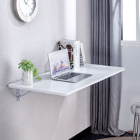 Table murale pliante pour petits espaces, bureau d’appoint cuisine, MDF blanc