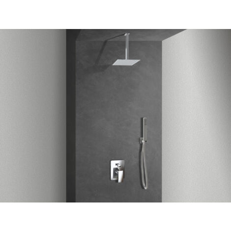 Supporto Soffione Doccia BSTIIU - Adesivo E A Vite - Angolo Regolabile 45° - Staffa Quadrata In ABS Nero