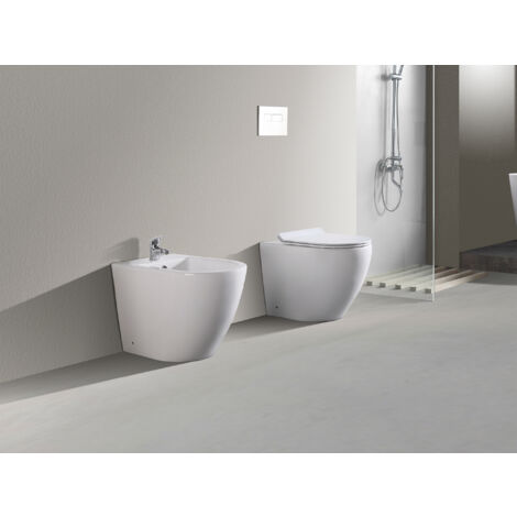 NALA Sanitari a terra filo muro, linea tonda , RIMLESS senza brida , coprivaso soft-close