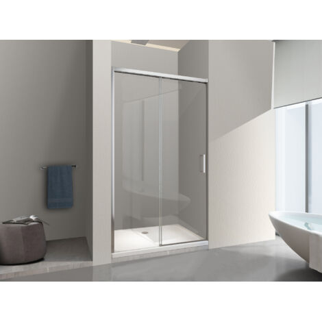 Porta Doccia per Nicchia Scorrevole 100cm Profili in Alluminio Cromato