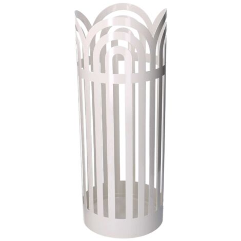 Portaombrelli In Metallo Bianco 43 Cm – Con 2 Ganci Rimovibili – Per Ombrelli E Bastoni