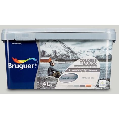 Bruguer Colores del Mundo Pintura para paredes monocapa Escandinavia Matiz de Gris 4 L
