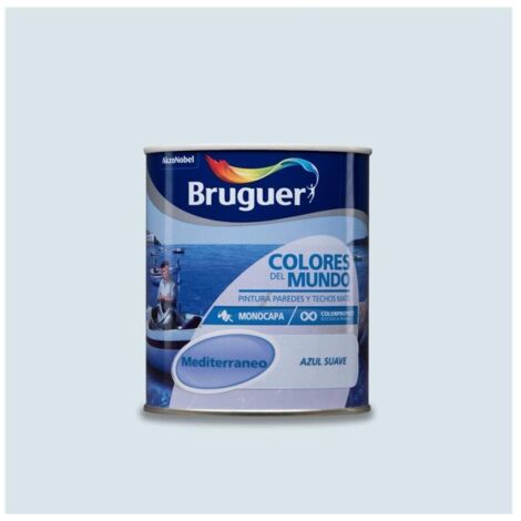 Bruguer Colores del Mundo Pintura para paredes monocapa Mediterráneo Azul Suave 750 ml
