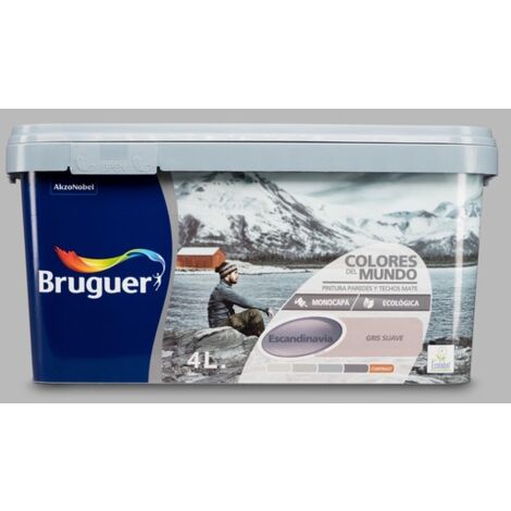 Bruguer Colores del Mundo Pintura para paredes monocapa Escandinavia Gris Suave 4 L