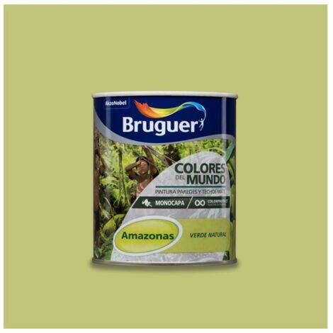 Bruguer Colores del Mundo Pintura para paredes monocapa Amazonas Verde Natural 750 ml