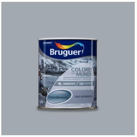Bruguer Colores del Mundo Pintura para paredes monocapa, Escandinavia Gris Intermedio, 750 ml