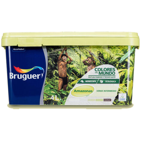 Bruguer Colores del Mundo Pintura para paredes monocapa Amazonas Verde Intermedio 4 L