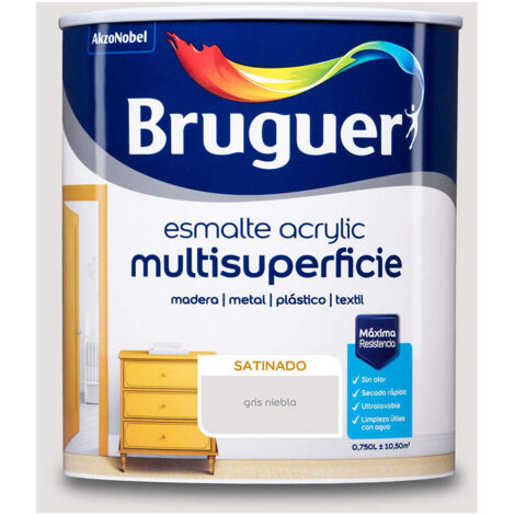 Bruguer Acrylic Multisuperficie Esmalte al agua Satinado Gris Niebla 750 ml