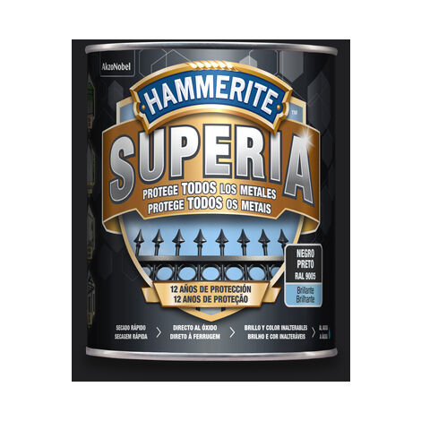 Hammerite Superia Esmalte antioxidante al agua Brillante Negro 750 ml (1/4)