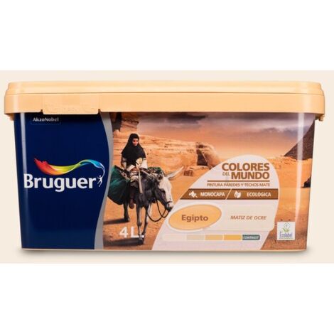 Bruguer Colores del Mundo Pintura para paredes monocapa Egipto Matiz de Ocre 4 L