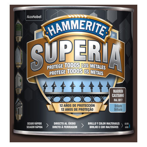 Hammerite Superia Esmalte antioxidante al agua Brillante Marrón Oscuro 2,5 L