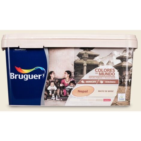 Bruguer Colores del Mundo Pintura para paredes monocapa Nepal Matiz de Beige 4 L