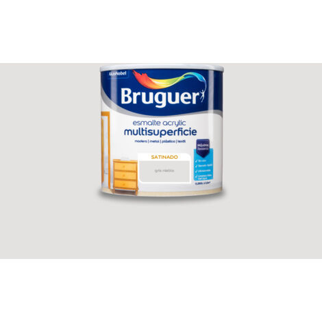 Bruguer Acrylic Multisuperficie Esmalte al agua Satinado Gris Niebla 250 ml