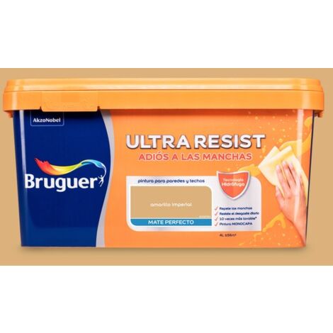 Bruguer ULTRA RESIST Pintura para paredes ultra lavable Amarillo Imperial 4L (1/4)
