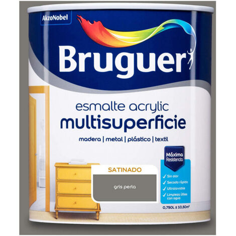Bruguer Acrylic Multisuperficie Esmalte al agua Satinado Gris Perla 750 ml