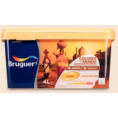 Bruguer Colores del Mundo Pintura para paredes monocapa India Matiz de Melocotón 4 L