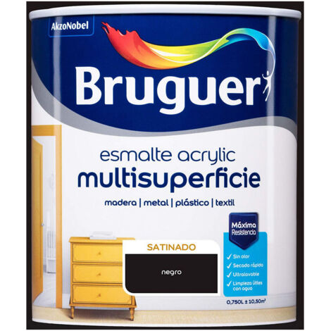 Bruguer Acrylic Multisuperficie Esmalte al agua Satinado Negro 750 ml