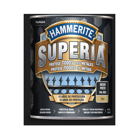 Hammerite Superia Esmalte antioxidante al agua Mate Negro 750 ml (1/4)