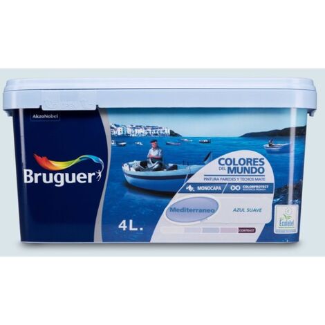 Bruguer Colores del Mundo Pintura para paredes monocapa Mediterráneo Azul Suave 4 L