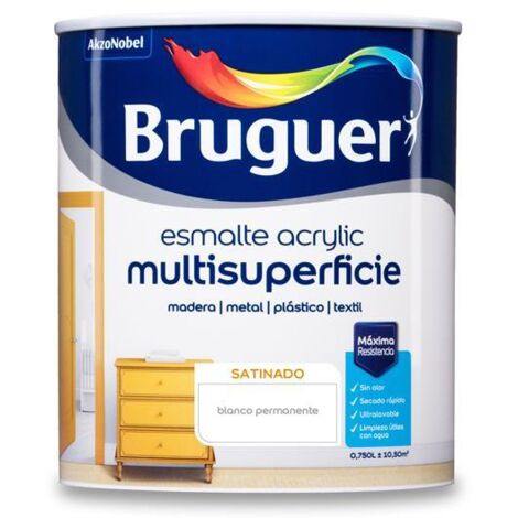 Esmalte Acrylic Multisuperficie Satinado Blanco Permanente 0,750L 5057417 BRUGUER