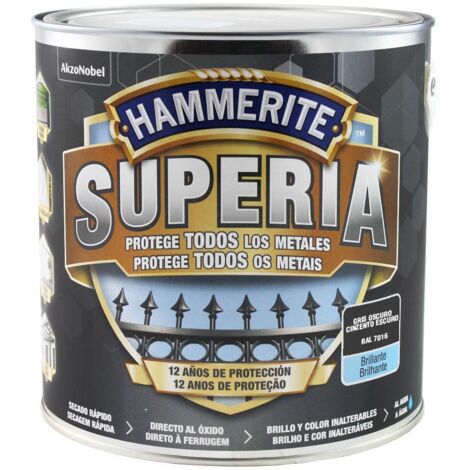 Hammerite Superia Esmalte antioxidante al agua Brillante Gris Oscuro 2,5 L (1/2)