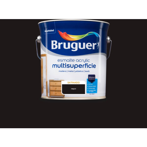 Bruguer Acrylic Multisuperficie Esmalte al agua Satinado Negro 4 L