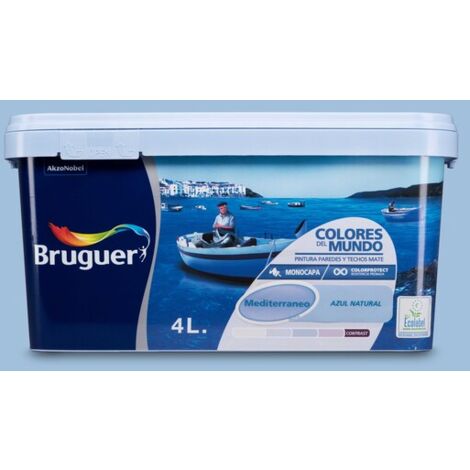 Bruguer Colores del Mundo Pintura para paredes monocapa Mediterráneo Azul Natural 4 L